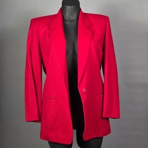 Pendleton Red Virgin Wool Blazer Jacket Size 12 Made in USA  Vintage